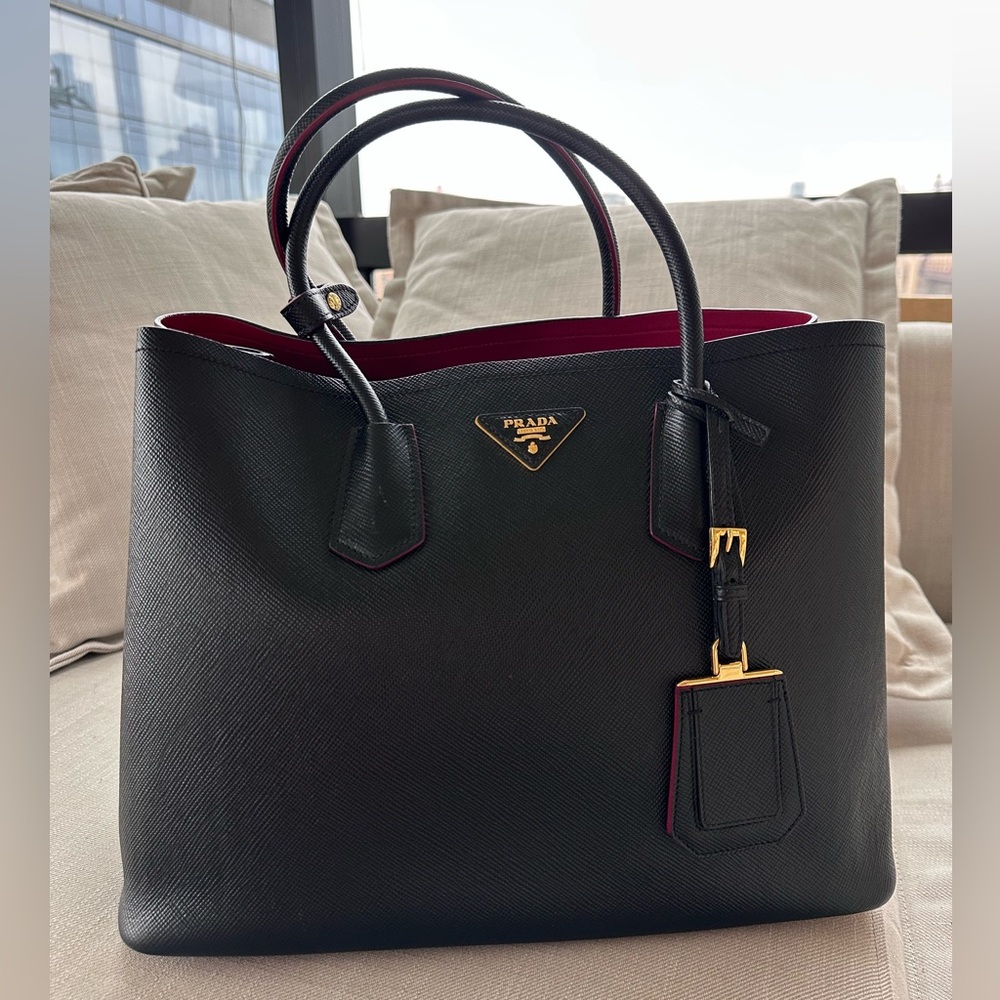 Prada Black and Red Leather Handbag